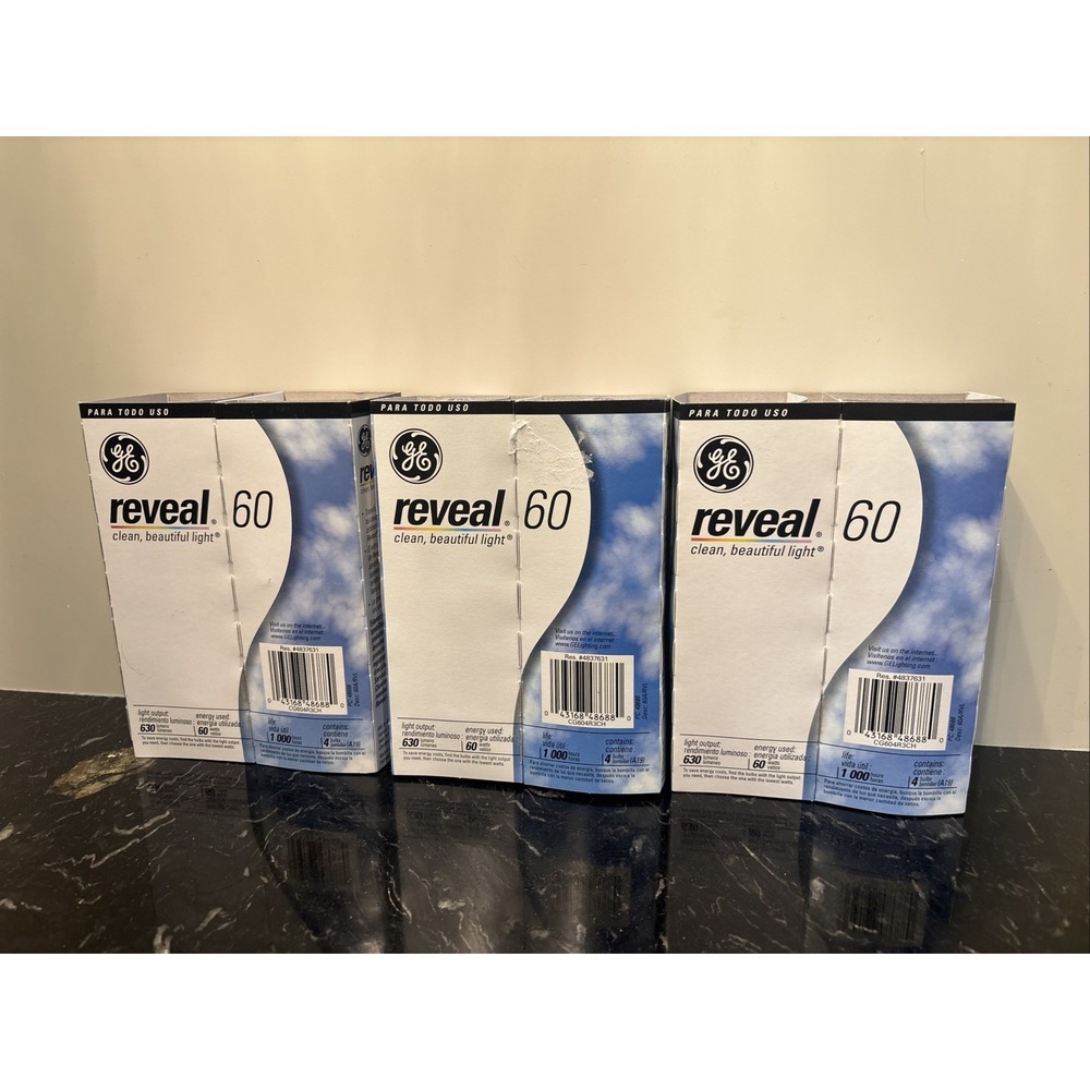 GE Reveal 60 Watt Light Bulbs 3 Packs -12Bulbs New In Box - Picture 3 of 6